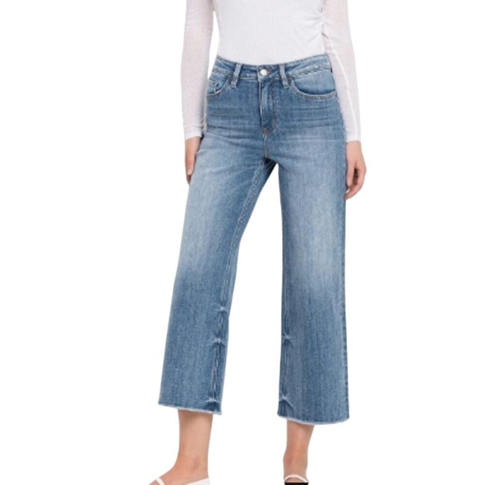 Vervet Super High Rise Crop Wide Leg Jeans, Medium Wash, Women's Size 28
